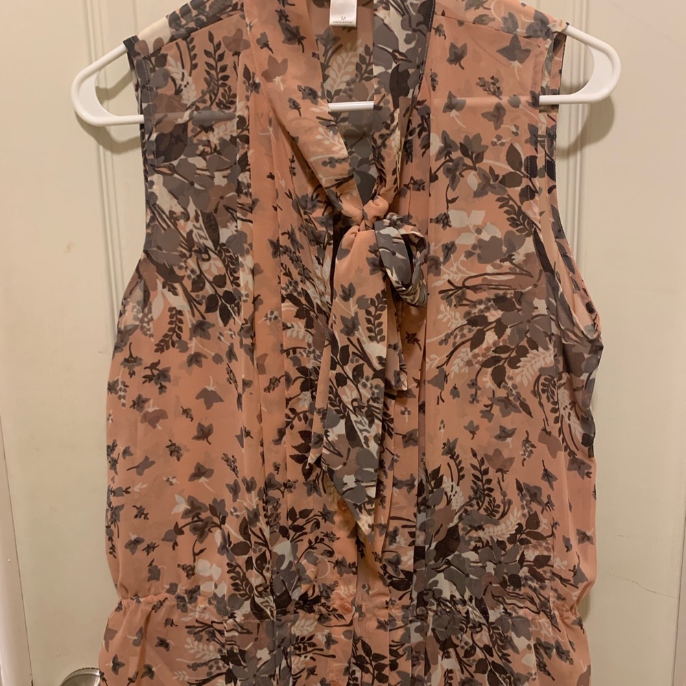 Loft Sheer peach print blouse /M - Picture 1 of 2